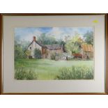 ARNOLD LOWREY pastel and watercolour - Welsh farm cottage, signed and dated 1994, 40 x 60cms