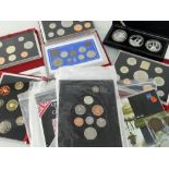 ASSORTED COMMEMORATIVE COINS: six UK proof coin sets (1993, 1994, 1999, 1996), various other