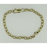 9K YELLOW GOLD OVAL LINK BRACELET, 19cms long, 12.3gms.