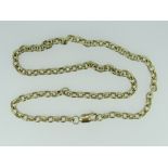 9K YELLOW GOLD OVAL LINK NECKLACE, 50.5cms, 32.4gms.