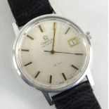 OMEGA AUTOMATIC DEVILLE GENTLEMAN'S WRISTWATCH with date aperture, baton markers on later strap