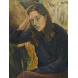 RONALD OSSORY DUNLOP (1894 - 1973) oil on board - portrait of a lady, signed, 64 x 49cms