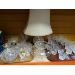 ASSORTED CUT GLASSWARE including table lamp