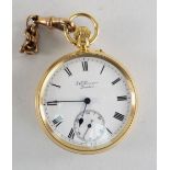 GEORGE V 18CT GOLD OPEN FACED POCKET WATCH, 1910, 'THE BANK' by J W Benson, London, engraved back,