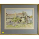 ARTHUR MILES watercolour - 'The Derw Farm', signed and dated '85, inscribed label verso, 24.5 x