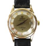 OMEGA PIE PAN DIAL CONSTELLATION CALENDAR GENT'S WRIST WATCH, gold capped stainless steel case,