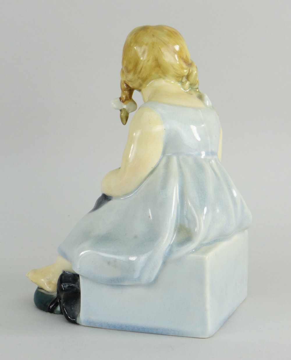 A RARE ROYAL DOULTON (BURSLEM) FIGURE OF 'PUSSY' BY F.C. STONE, modeled as a young girl with a black - Image 2 of 3