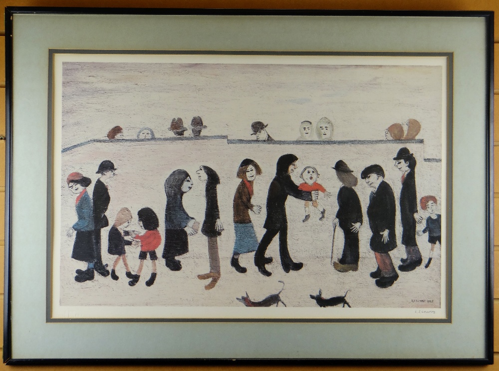 LAURENCE STEPHEN LOWRY Fine Art Guild stamped colour print - figures, entitled 'Man Holding a - Image 2 of 2