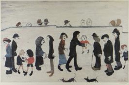 LAURENCE STEPHEN LOWRY Fine Art Guild stamped colour print - figures, entitled 'Man Holding a