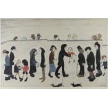 LAURENCE STEPHEN LOWRY Fine Art Guild stamped colour print - figures, entitled 'Man Holding a