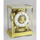 JAEGER LE COULTRE ATMOS CLOCK IN GILT BRASS CASE, caliber 526-5, numbered 376010. 22.5cms high.