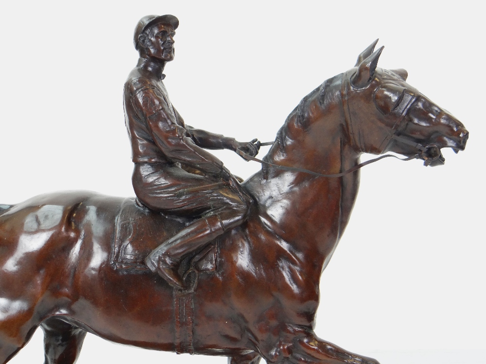 AFTER HOWARD WHITTAKER bronze sculpture - 'Seabiscuit', the famous American race horse with - Image 2 of 3