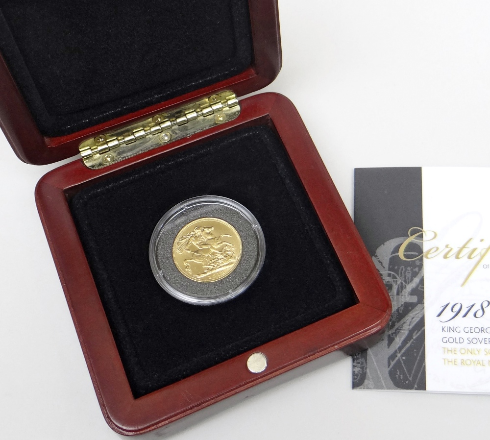 GEORGE V 1918 'I' GOLD SOVEREIGN, the only sovereign struck at The Royal Mint, Bombay, in original