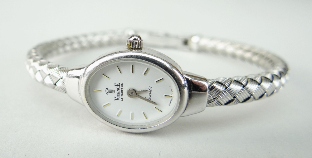 14K WHITE GOLD LADIES VICENCE WRISTWATCH HAVING OVAL DIAL and integrated 14k white gold bracelet. - Image 2 of 5