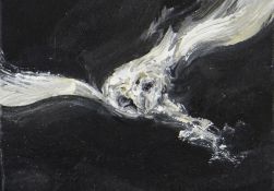 MAGGI HAMBLING (B.1945) oil on board - 'Hunting Owl No.3', 7.5 x 10cms, signed and dated 2009 verso,
