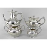 GOOD VICTORIAN FOUR-PIECE SILVER TEA & COFFEE SET, London 1888 by Frederick Elkington, with