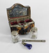 GEORGE III TORTOISESHELL SERPENTINE LADIES WRITING BOX circa 1820, fitted interior including