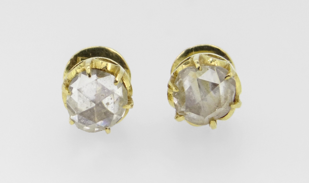 PAIR OF YELLOW METAL ROSE CUT DIAMOND STUD EARRINGS approx. 1.0ct overall, 2.8grams overall