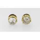 PAIR OF YELLOW METAL ROSE CUT DIAMOND STUD EARRINGS approx. 1.0ct overall, 2.8grams overall