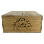 12 BOTTLES OF CHATEAU HAUT-BRION PREMIER GRAND CRU 1996, in original wooden case Condition Report: