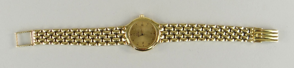 OMEGA 18CT (750) GOLD LADIES WRISTWATCH WITH 'BRICKWORK' BRACELET. 40.6 grams Condition Report: - Image 2 of 6