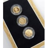 THE FACES OF QUEEN ELIZABETH II GOLD PROOF HALF SOVEREIGN THREE COIN SET dated 1983, 1985 and 2006