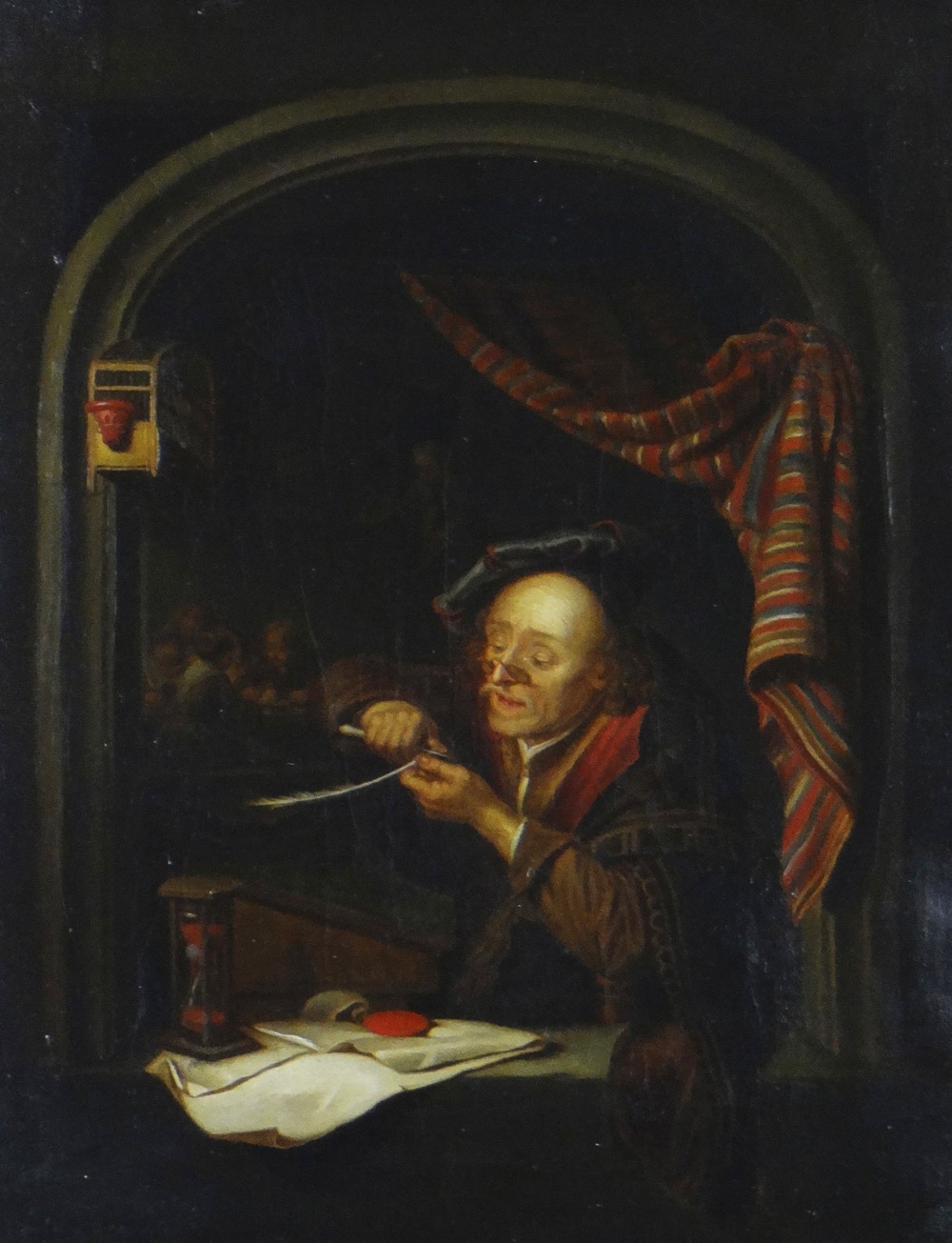 AFTER GERRIT DOU (1613-1675) oil on canvas - Der Alte Schulmeizter (The Schoolmaster), circa 1800,