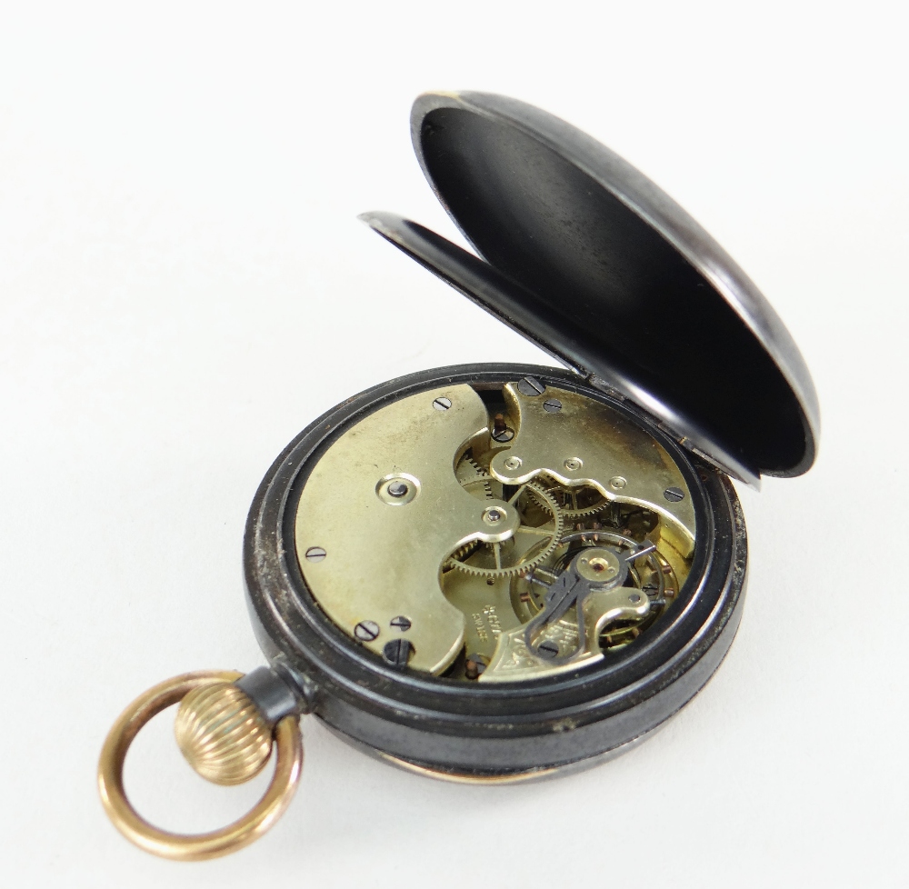 SWISS MADE GENTLEMEN'S PERPETUAL CALENDAR POCKET WATCH in blackened steel case, with moon phase, the - Image 2 of 2