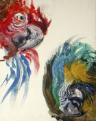 MAGGI HAMBLING (B.1945) oil on canvas - macaws, 25 x 20cms, in bespoke box frame Condition Report: