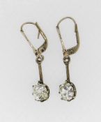 PAIR OF 9CT YELLOW GOLD DIAMOND EARRINGS, each cushion cut diamond measuring 0.6cts approximately (