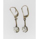 PAIR OF 9CT YELLOW GOLD DIAMOND EARRINGS, each cushion cut diamond measuring 0.6cts approximately (