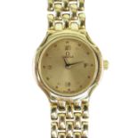 OMEGA 18CT (750) GOLD LADIES WRISTWATCH WITH 'BRICKWORK' BRACELET. 40.6 grams Condition Report: