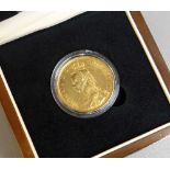 THE QUEEN VICTORIA GOLD DOUBLE SOVEREIGN OF 1887, Jubilee head, in presentation box with Certificate