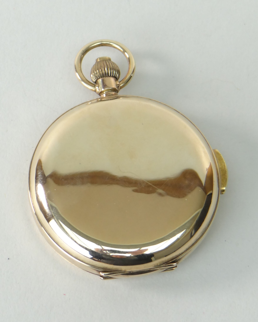 9CT GOLD FULL HUNTER QUARTER REPEATER POCKET WATCH having white enamel dial with Roman numeral - Image 2 of 2