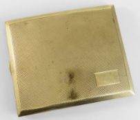 9CT YELLOW GOLD ENGINE TURNED CIGARETTE CASE of slightly curved form, Birmingham 1865, maker's