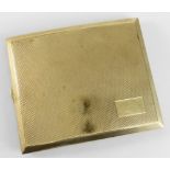 9CT YELLOW GOLD ENGINE TURNED CIGARETTE CASE of slightly curved form, Birmingham 1865, maker's