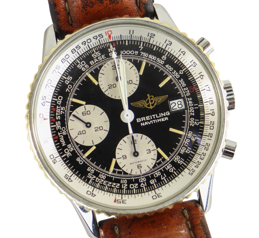 BREITLING NAVITIMER FIGHTERS EDITION STAINLESS STEEL CHRONOGRAPH WRISTWATCH, numbered to reverse '