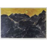 SIR KYFFIN WILLIAMS RA limited edition (12/75) colour print - sunset over Snowdonia mountain