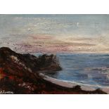 PETER KETTLE RCA oil on canvas - coastal scene, entitled verso 'Torbay, Sunset' on Albany Gallery