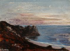 PETER KETTLE RCA oil on canvas - coastal scene, entitled verso 'Torbay, Sunset' on Albany Gallery