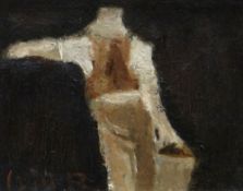 WILL ROBERTS oil on board - figure, entitled verso 'Farmer with Bucket', signed Will R and verso