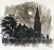 SIR KYFFIN WILLIAMS RA limited edition (108/250) print - moonlit Anglesey church, signed in full, 23