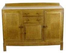 BRYNMAWR OAK RAILBACK SIDEBOARD designed by Paul Matt for Brynmawr Furniture, having two central