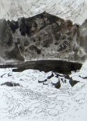 SIR KYFFIN WILLIAMS RA pen and ink drawing - Llyn Idwal, Snowdonia, 33 x 24cms