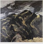 SIR KYFFIN WILLIAMS RA colour artist proof print - hill farmer appearing over mountainside with