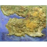 PAUL DAVIES collage and construction - relief map of The Gower peninsula, 57 x 75cms Provenance: