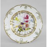 SWANSEA PORCELAIN DESSERT PLATE with lobed rim and having a moulded border with C-scrolls,