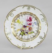 SWANSEA PORCELAIN DESSERT PLATE with lobed rim and having a moulded border with C-scrolls,