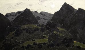 SIR KYFFIN WILLIAMS RA oil on canvas - Snowdonia range near Llanberis, entitled 'Clogwyn y Person
