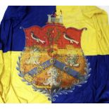 LARGE SILK BANNER PAINTED WITH VERSION OF THE FAMILY CREST OF THE VIVIAN FAMILY OF SWANSEA 170 x
